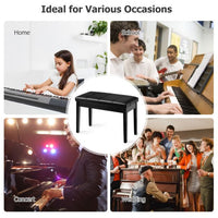 PU Leather Piano Bench with Padded Cushion and Music Storage