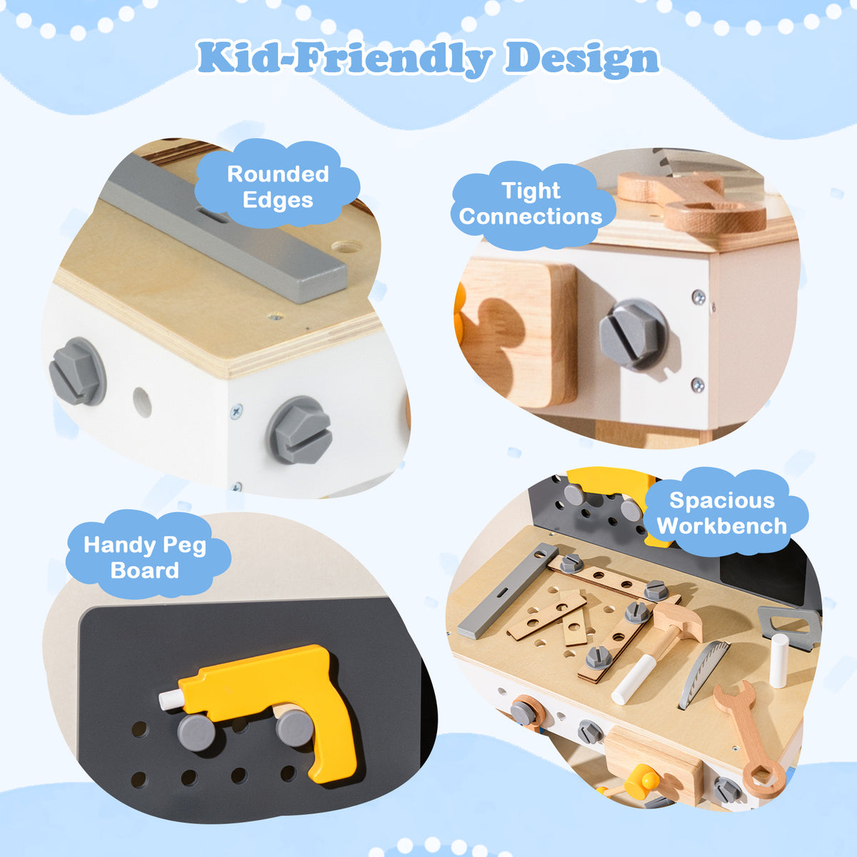 Wooden Play Workbench with Tools Set