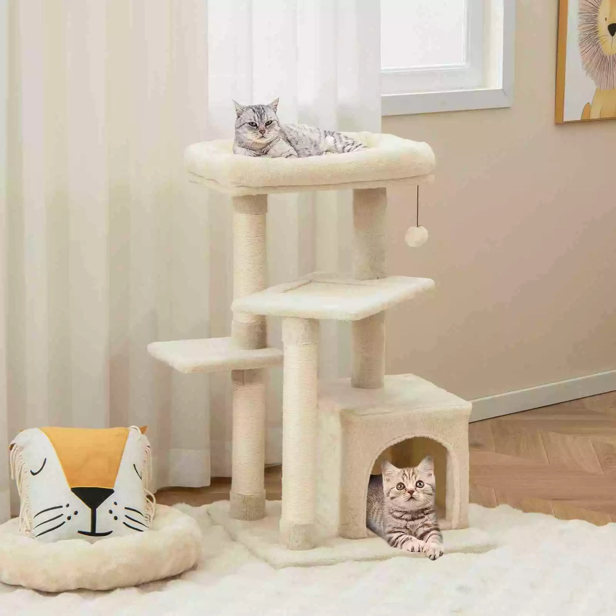 Giantex 4-Tier Cat Tree Indoor Activity Cat Tower w/ Perch & Hanging Ball for Play Rest