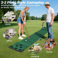 Golf Pong Game Set, Portable Golf Putting Mat with 2 Adjustable Putters
