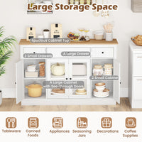 140 cm Large Buffet Sideboard, Kitchen Storage Cabinet with 3 Drawers