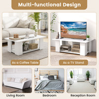 Giantex Modern Coffee Table w/Storage Shelf, Large 2-Tier Wooden Tea Table w/Open Shelf, White