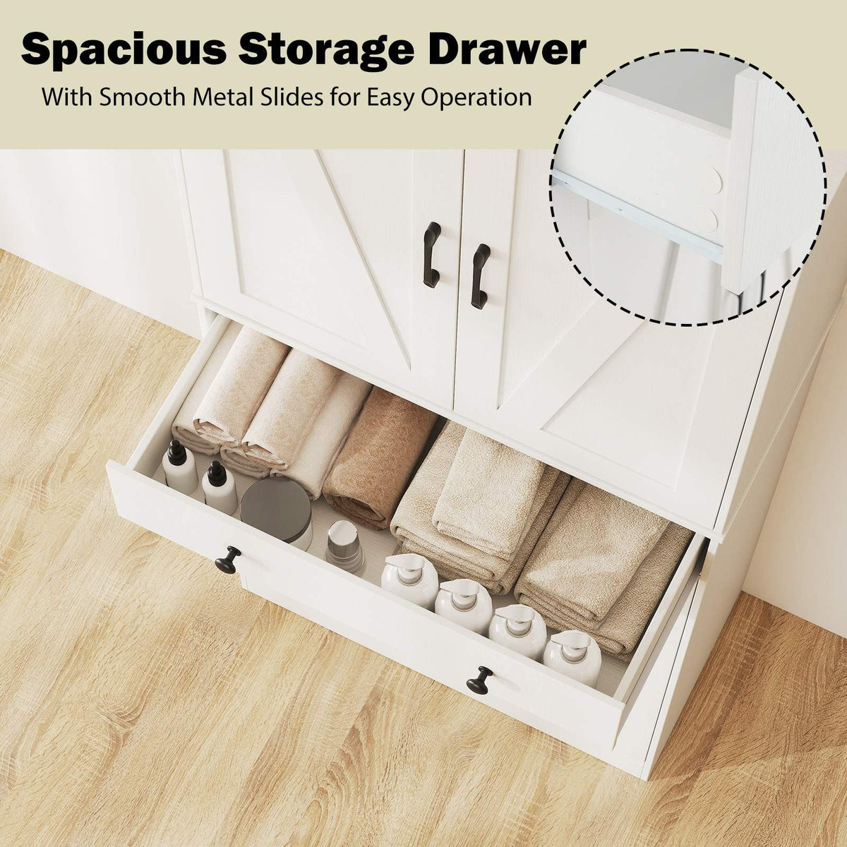 183cm Tall Kitchen Cabinet Farmhouse Cupboard Cabinet Versatile Storage