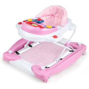 6 in 1 Baby Walker & Activity Center with Adjustable Height and Removable Music Tray