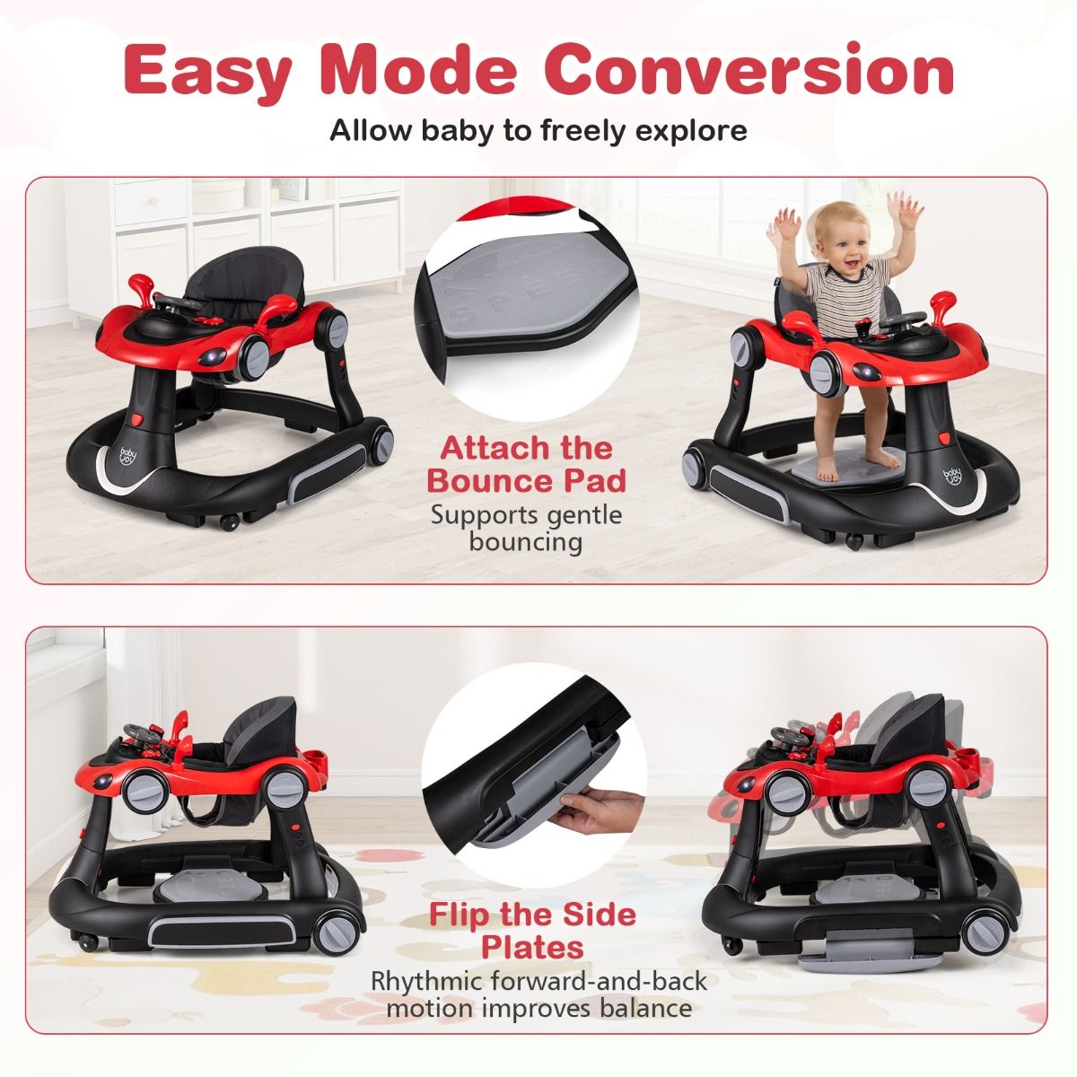 6-in-1 Baby Walker with Canopy for 7-18 Months