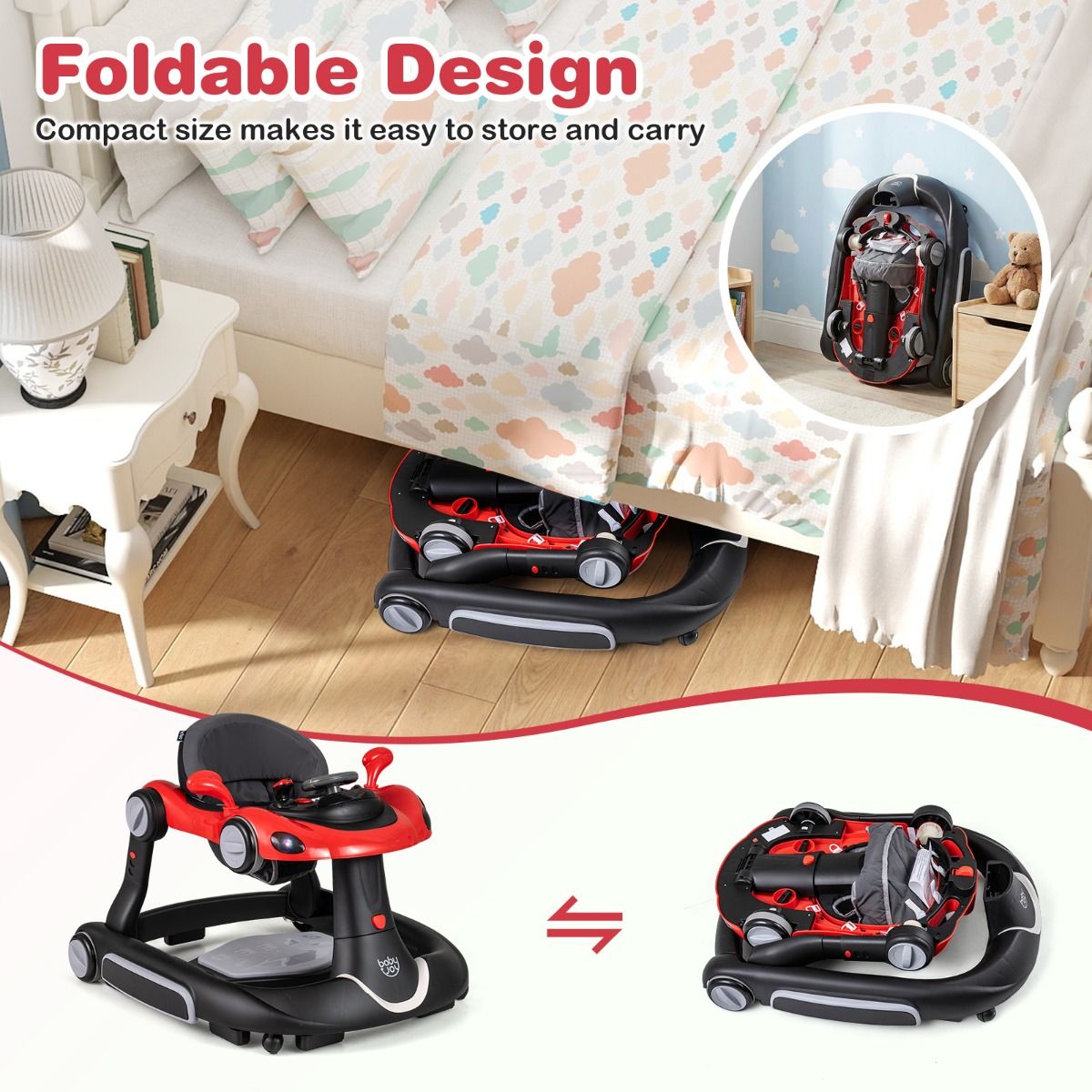 6-in-1 Baby Walker with Canopy for 7-18 Months