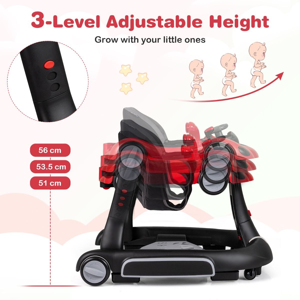 6-in-1 Baby Walker with Canopy for 7-18 Months