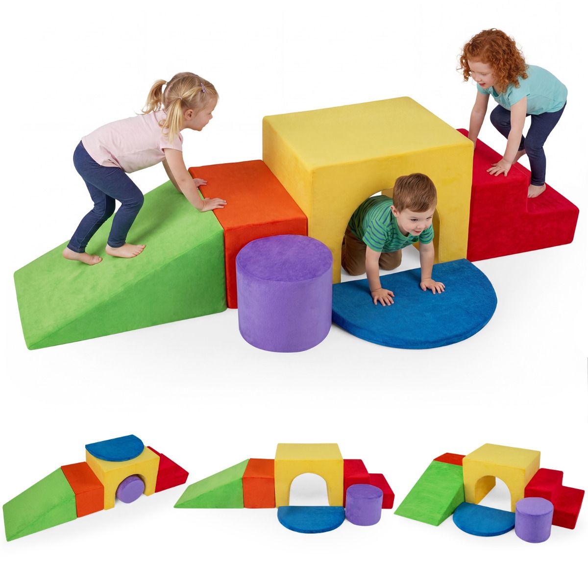 6 Pieces Kids Climbing Foam Blocks Playset with Slide