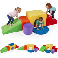 6 Pieces Kids Climbing Foam Blocks Playset with Slide