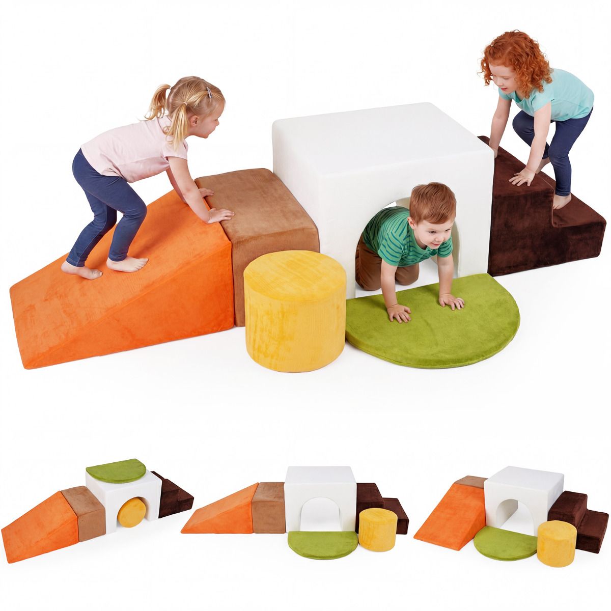 6 Pieces Kids Climbing Foam Blocks Playset with Slide