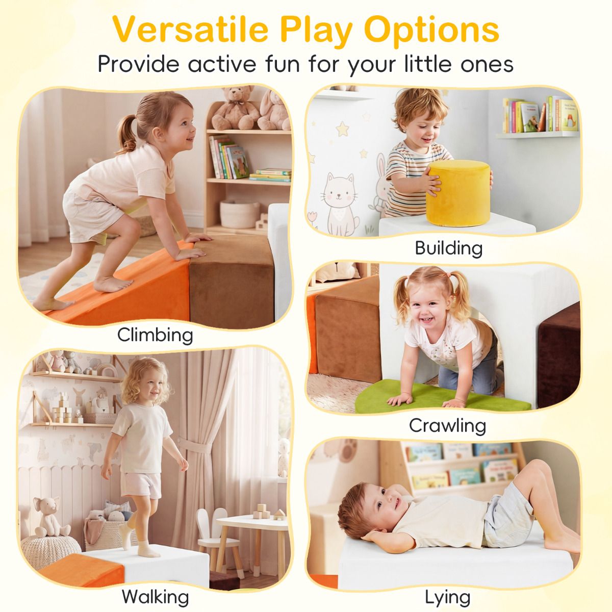 6 Pieces Kids Climbing Foam Blocks Playset with Slide