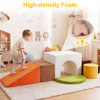 6 Pieces Kids Climbing Foam Blocks Playset with Slide