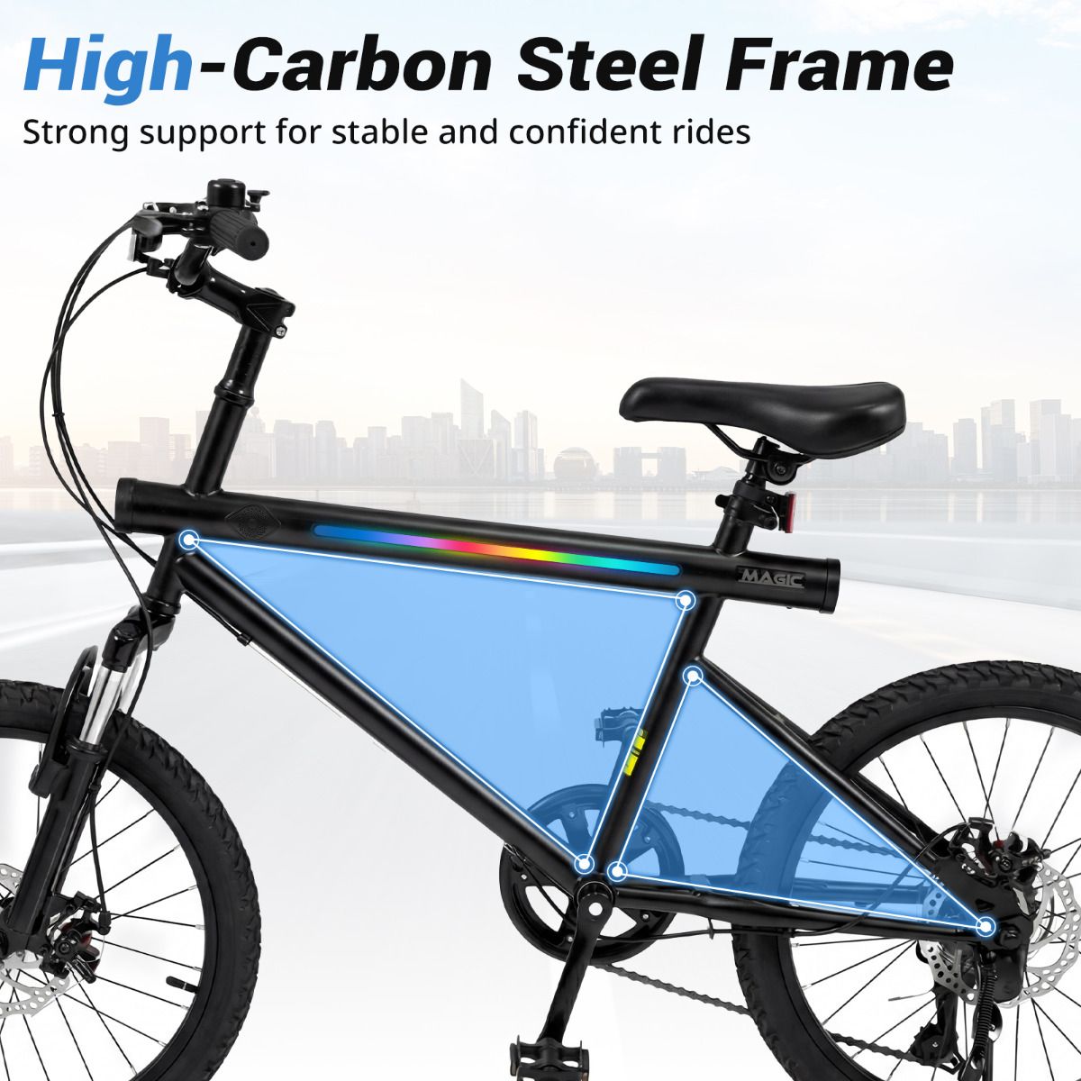 6-Speed Commuter Bicycle with Stereo Speakers and 2 Disc Brakes