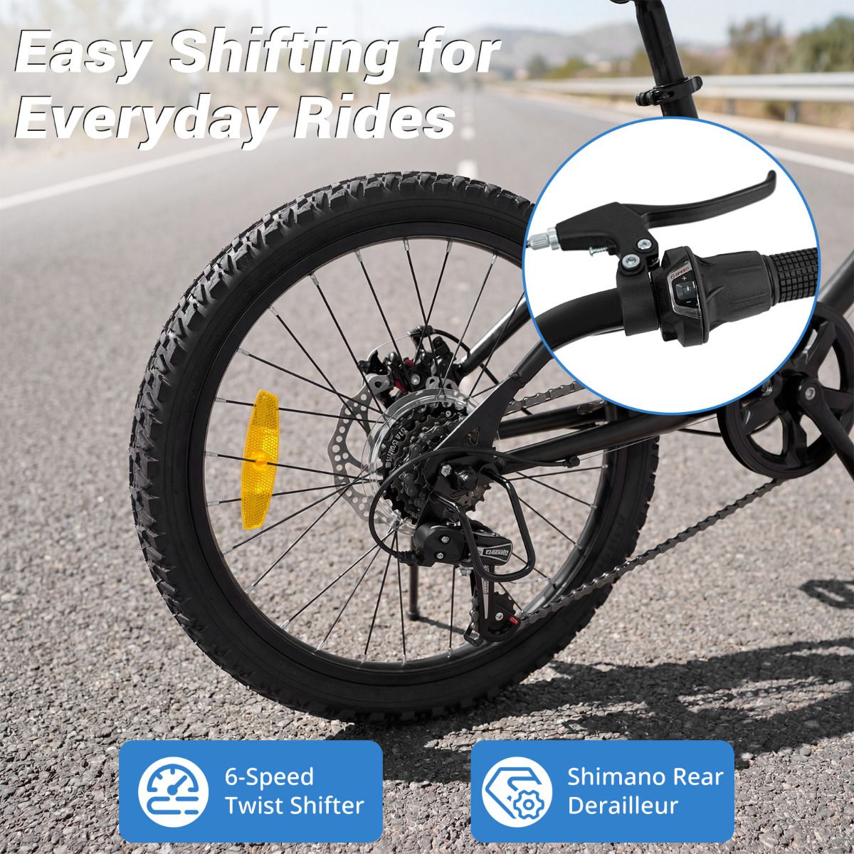 6-Speed Commuter Bicycle with Stereo Speakers and 2 Disc Brakes