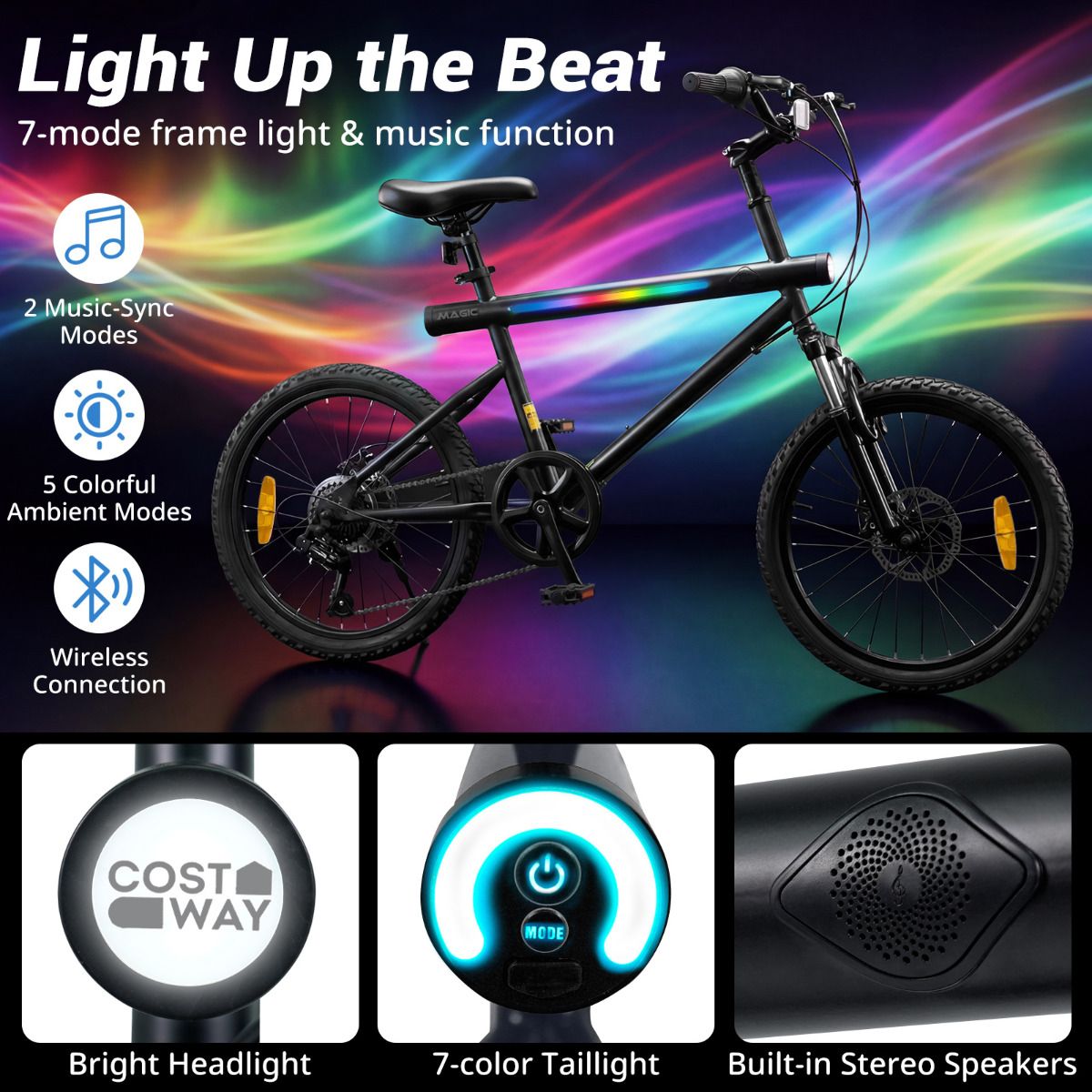 6-Speed Commuter Bicycle with Stereo Speakers and 2 Disc Brakes