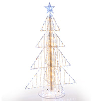 152CM Animated Christmas Tree, Pre-Lit Festive Tree w/ 252 Warm & 202 Cold LED Lights, Zip Ties & Stakes Included, Indoor Outdoor Lighted Christmas Cone Tree