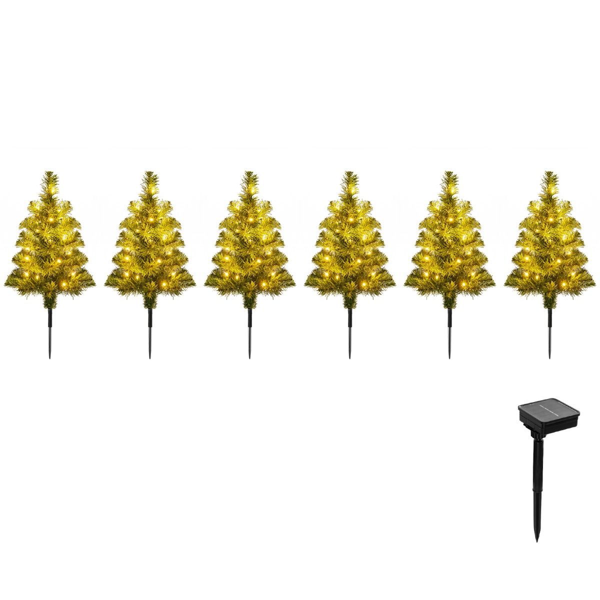 6-Pack Pre-Lit Artificial Christmas Tree 45CM Solar Powered Mini Xmas Trees