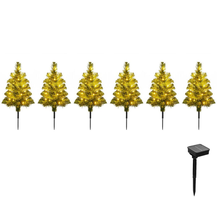 6-Pack Pre-Lit Artificial Christmas Tree 45CM Solar Powered Mini Xmas Trees