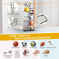 7-Tier Basketball Ball Storage Rack with 7 Removable Rods and Baskets