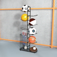7-Tier Basketball Ball Storage Rack with 7 Removable Rods and Baskets