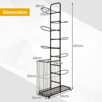 7-Tier Basketball Ball Storage Rack with 7 Removable Rods and Baskets