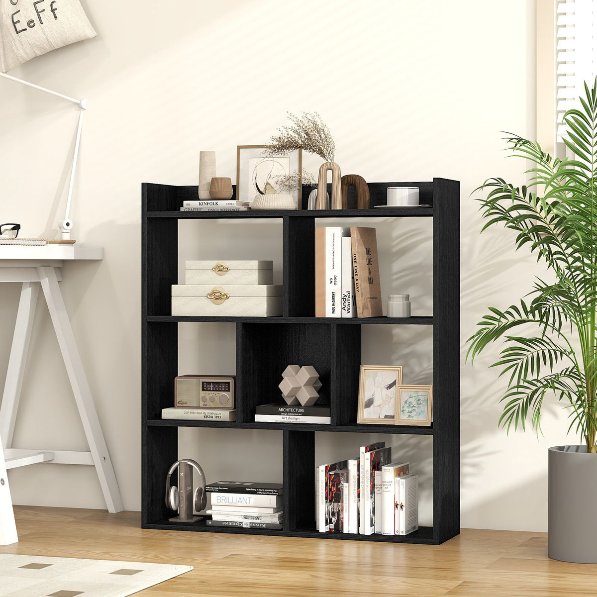 7-cube 3-tier Open Storage Shelf with Anti-tipping Kits for Living Room