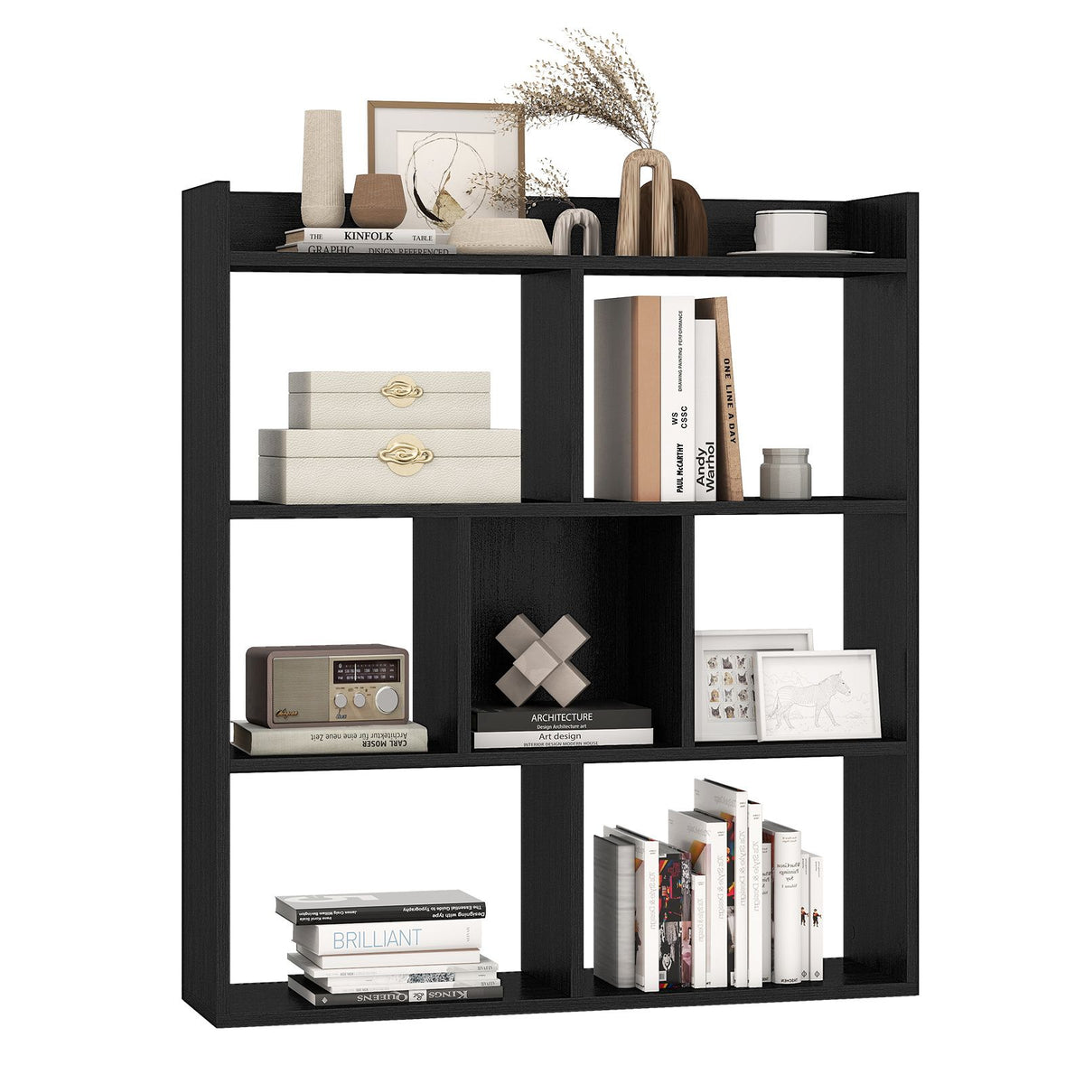7-cube 3-tier Open Storage Shelf with Anti-tipping Kits for Living Room