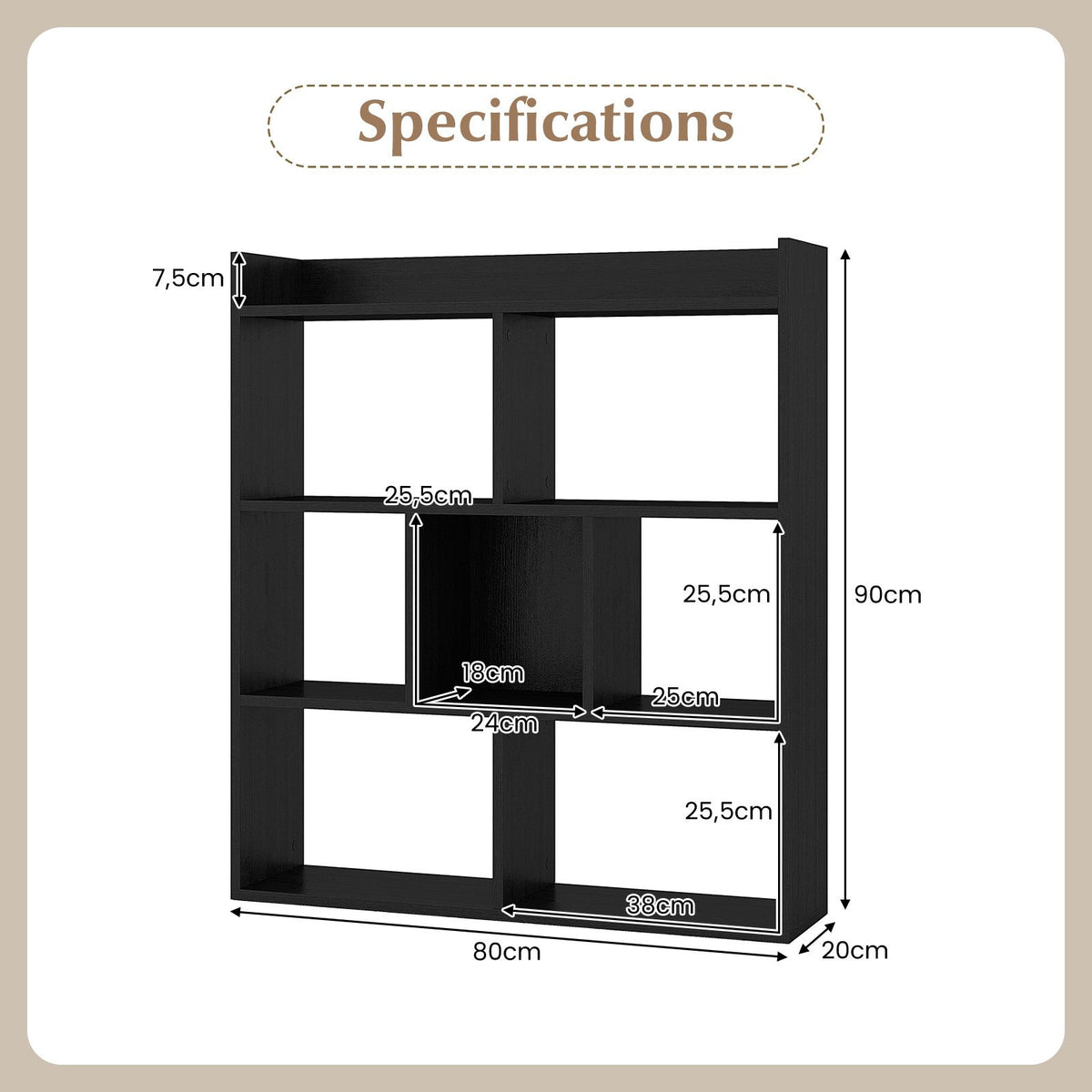 7-cube 3-tier Open Storage Shelf with Anti-tipping Kits for Living Room