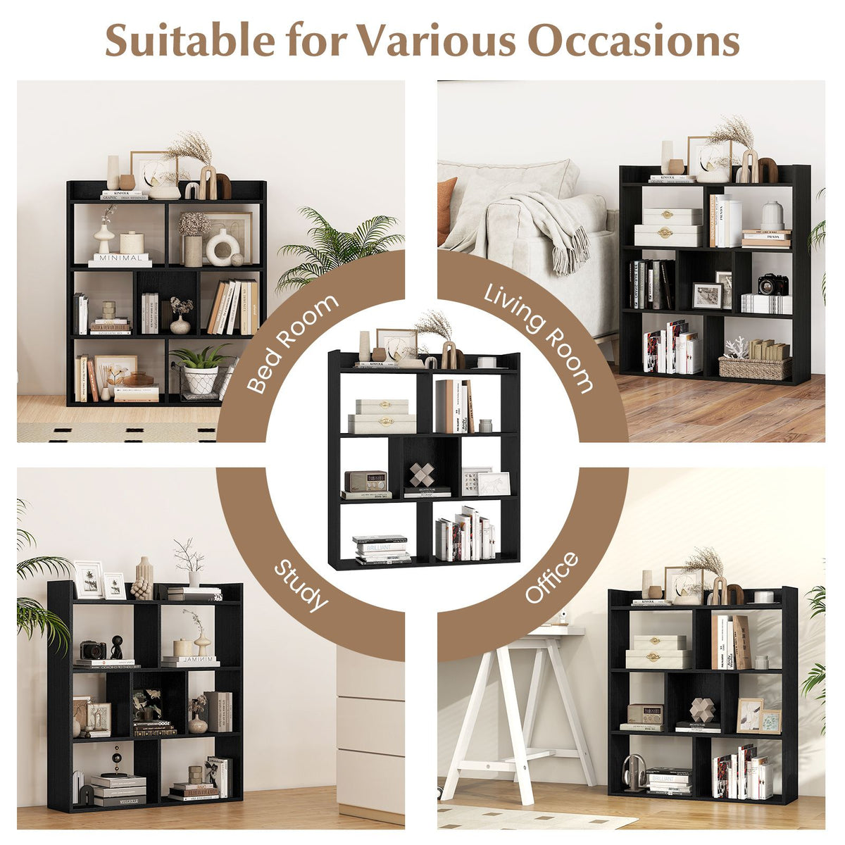 7-cube 3-tier Open Storage Shelf with Anti-tipping Kits for Living Room
