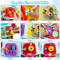 7-in-1 Interactive Toddler Activity Cube Rotatable Busy Board