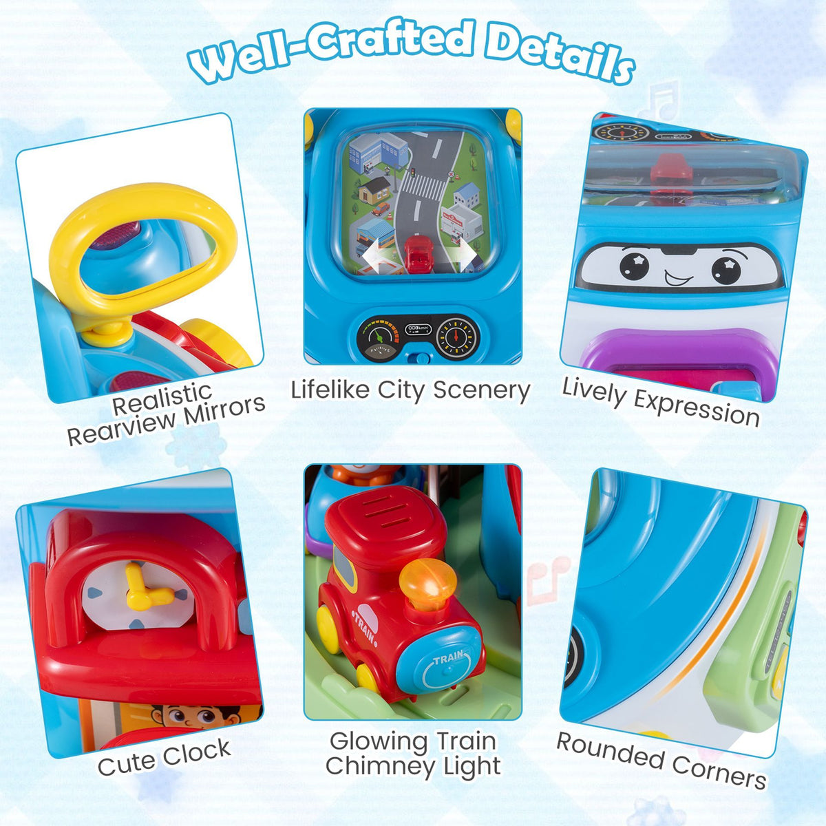 7-in-1 Interactive Toddler Activity Cube Rotatable Busy Board