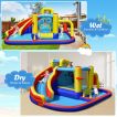 7-in-1 Inflatable Bounce Castle with Curved Water Slide (without Blower)