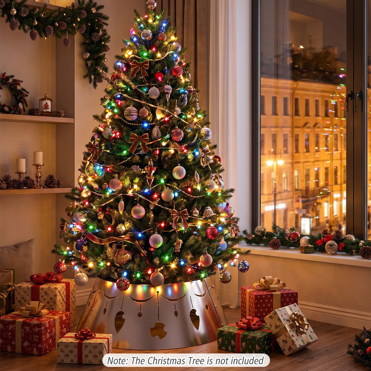70 cm Metal Christmas Tree Collar Basket with Easy Setup and Storage