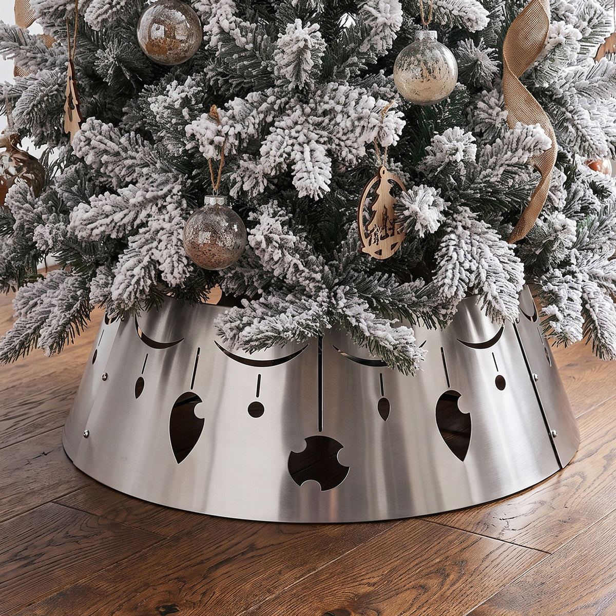 70 cm Metal Christmas Tree Collar Basket with Easy Setup and Storage