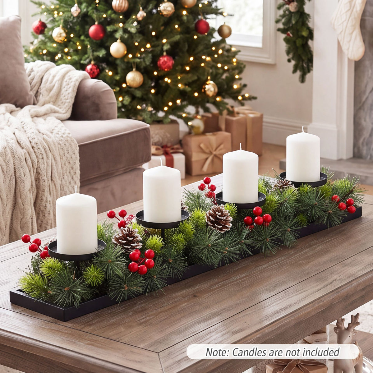 70cm Foldable Christmas Candle Holder Centerpiece with 4 Candle Trays