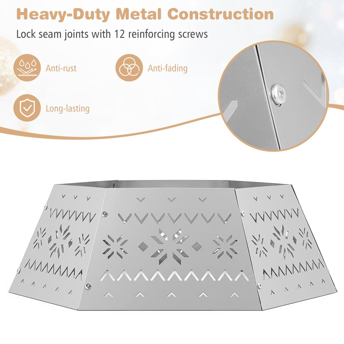 71 cm Metal Christmas Tree Collar Basket Fits up to 305 cm Christmas Tree