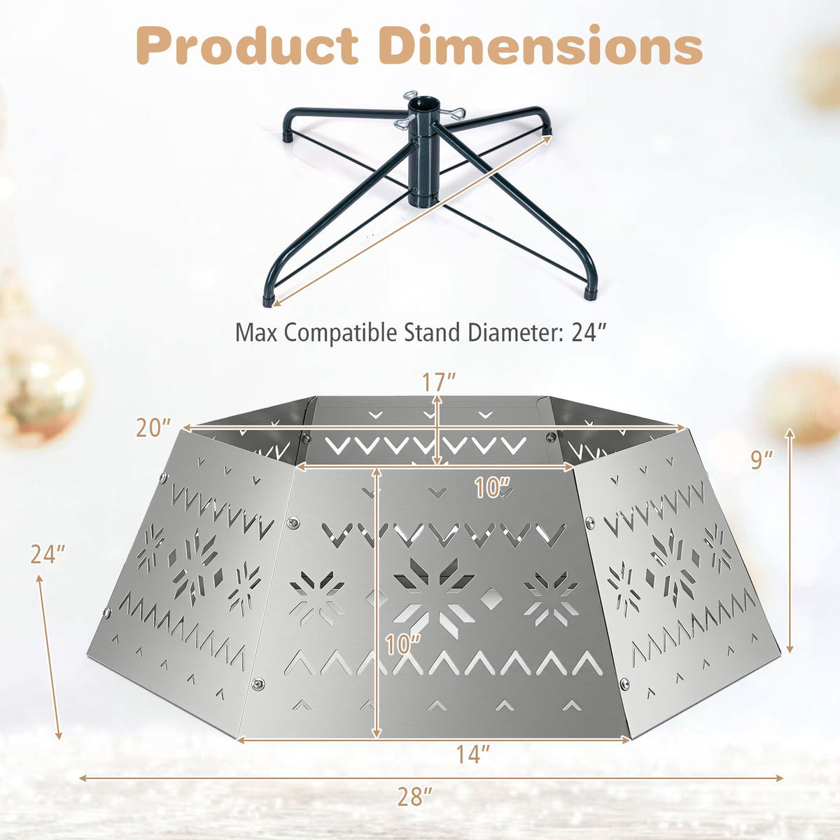 71 cm Metal Christmas Tree Collar Basket Fits up to 305 cm Christmas Tree