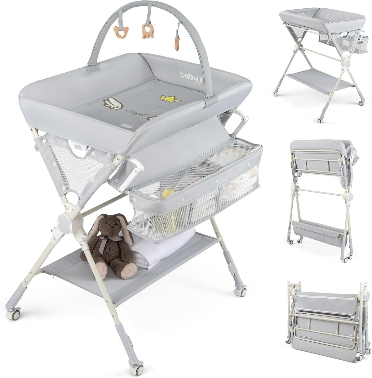 Baby Changing Table, Foldable Diaper Changing Station w/Storage Bag & Shelf