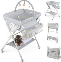 Baby Changing Table, Foldable Diaper Changing Station w/Storage Bag & Shelf