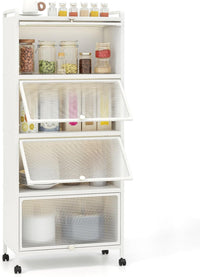 Giantex 5-Tier Kitchen Baker’s Rack, Mobile Microwave Stand with Flip-up PC Doors