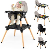Convertible Table Chair Set w/Building Block Table, Safety Harness, Removable Tray