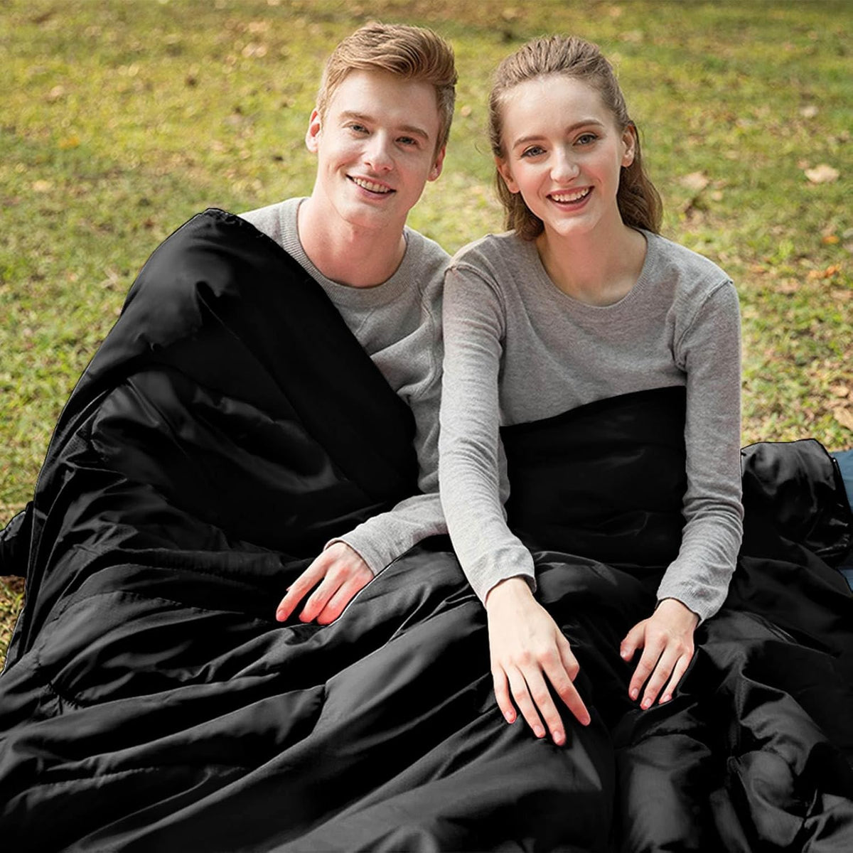 Double Sleeping Bag for Adults, Camping Queen-Size with 2 Pillows for All Season