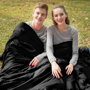 Double Sleeping Bag for Adults, Camping Queen-Size with 2 Pillows for All Season