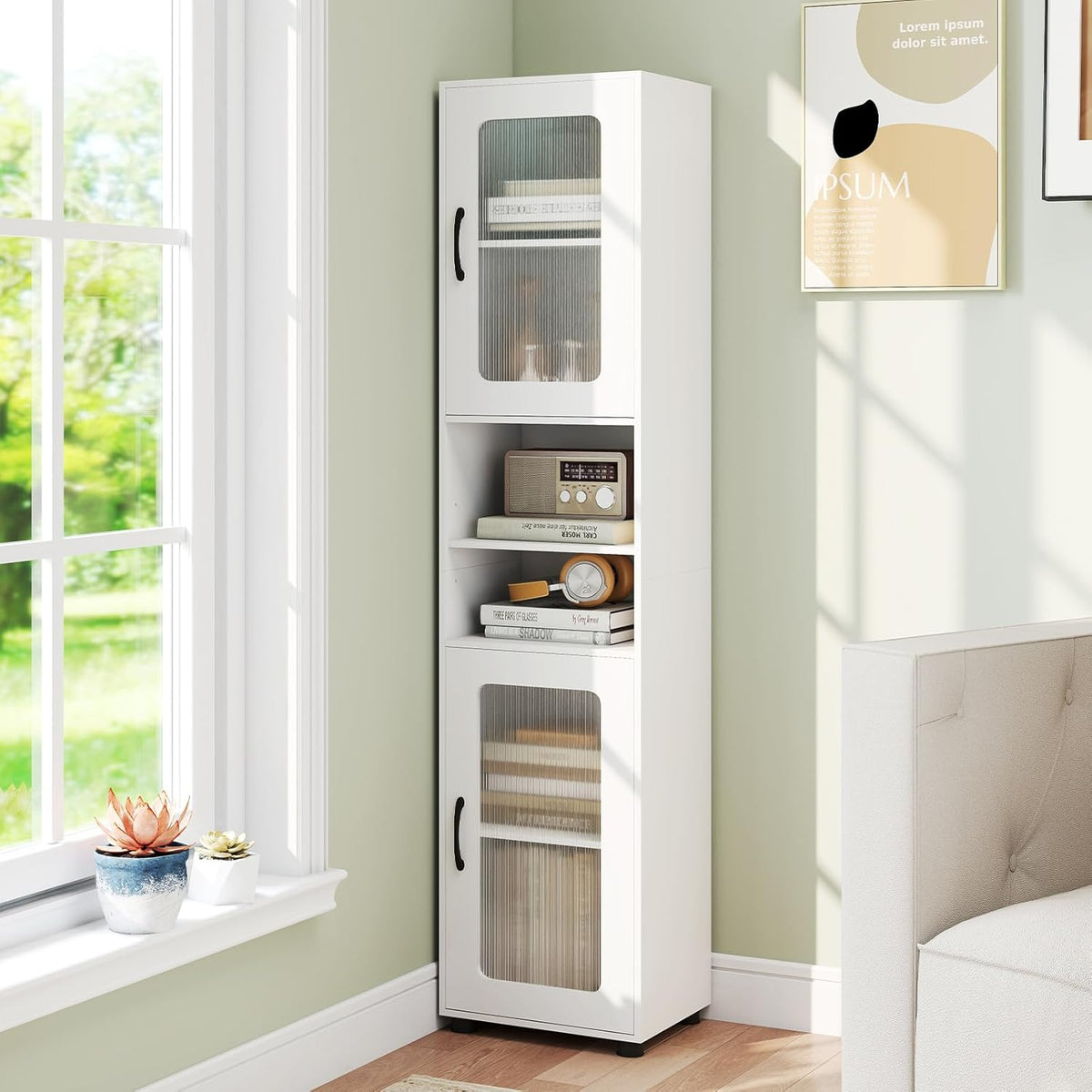 Giantex Tall Bathroom Storage Cabinet, 170 cm H Freestanding Storage Organizer