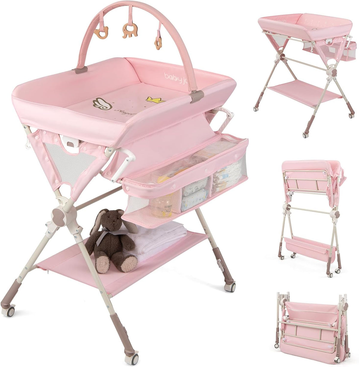 Baby Changing Table, Foldable Diaper Changing Station w/Storage Bag & Shelf