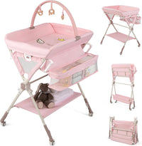 Baby Changing Table, Foldable Diaper Changing Station w/Storage Bag & Shelf