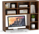 Desktop Bookshelf, Desk Hutch with 3 Adjustable Shelves & Open Compartment