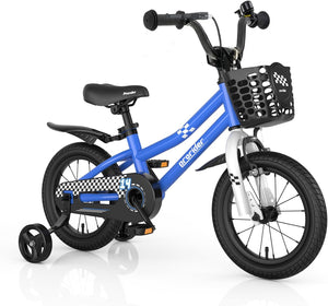 Kids Bike, 14 16 18 Inch Boys Girls Bike for 3-8 Years w/Training Wheels, Adjustable Handlebar & Seat, Removable Basket