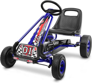 Kids Ride On Pedal Go Kart with Steering Wheel for Boys and Girls 3-8 Years Old
