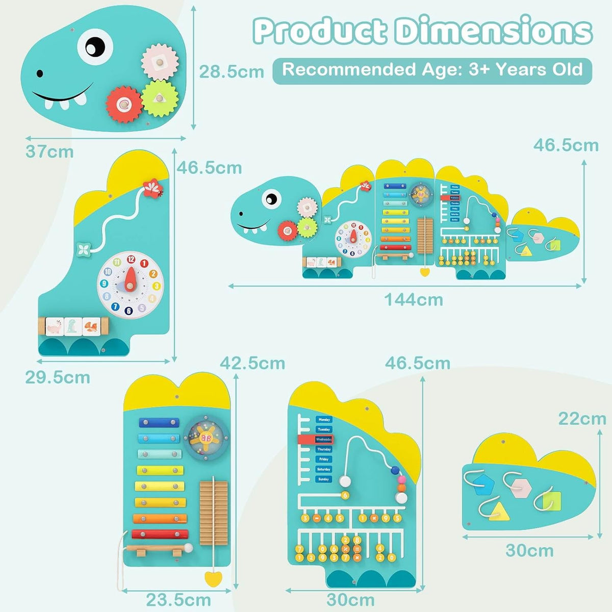 11-in-1 Activity Wall Busy Board Panels for Education and Early Development